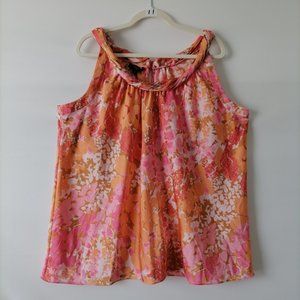 Talbots Womens Floral Sleeveless Twisted Scoop Neckline Blouse Top Size 18W